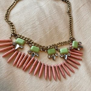 Pink and green statement necklace